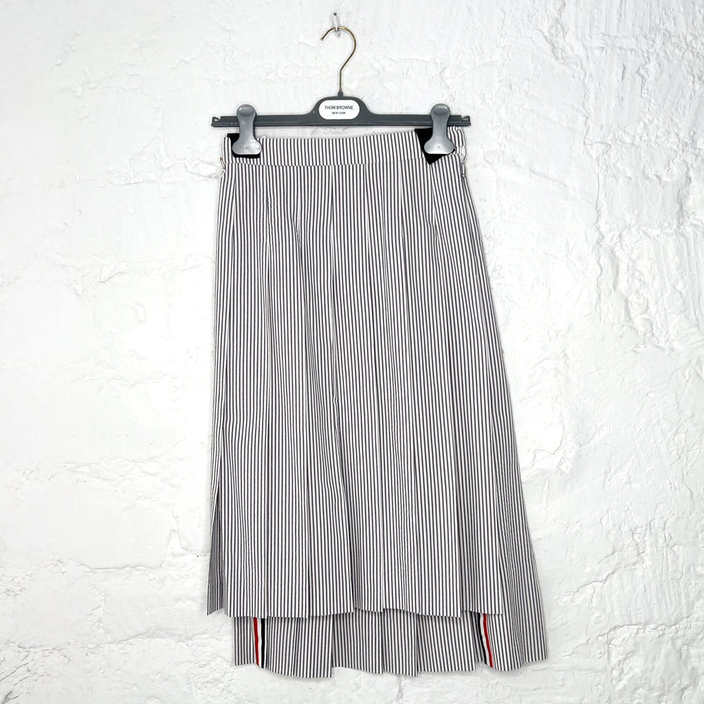 THOM BROWNE THOM BROWNE -  Seersucker Midi Pleated Skirt - ALE PARIS Luxury Vintage