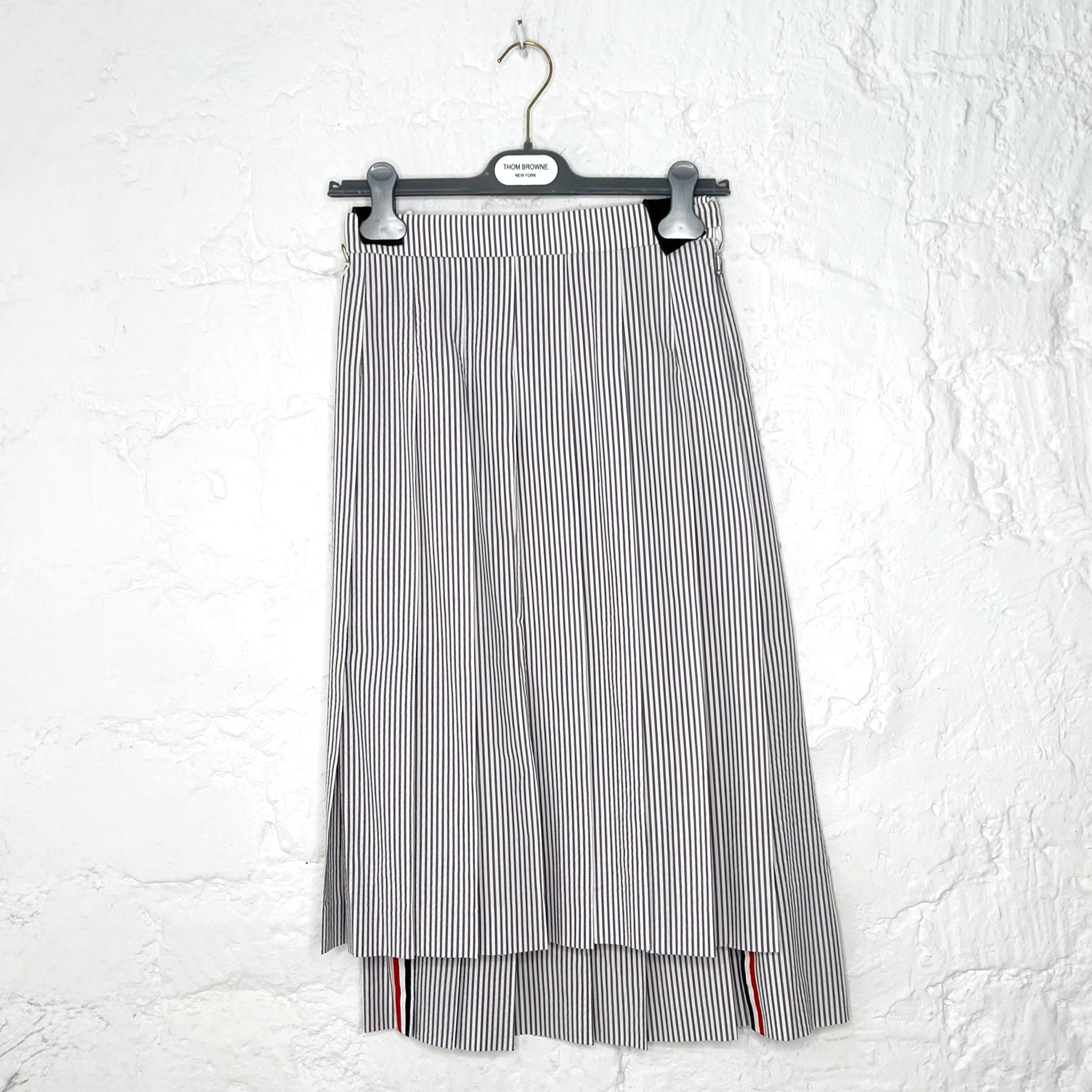 THOM BROWNE THOM BROWNE -  Seersucker Midi Pleated Skirt - ALE PARIS Luxury Vintage