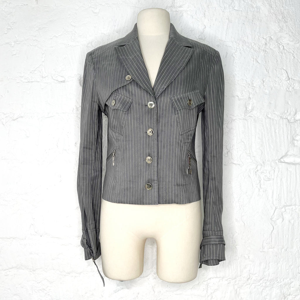 CHRISTIAN DIOR CHRISTIAN DIOR - Dior Light Grey Stripped Set - ALE PARIS Luxury Vintage