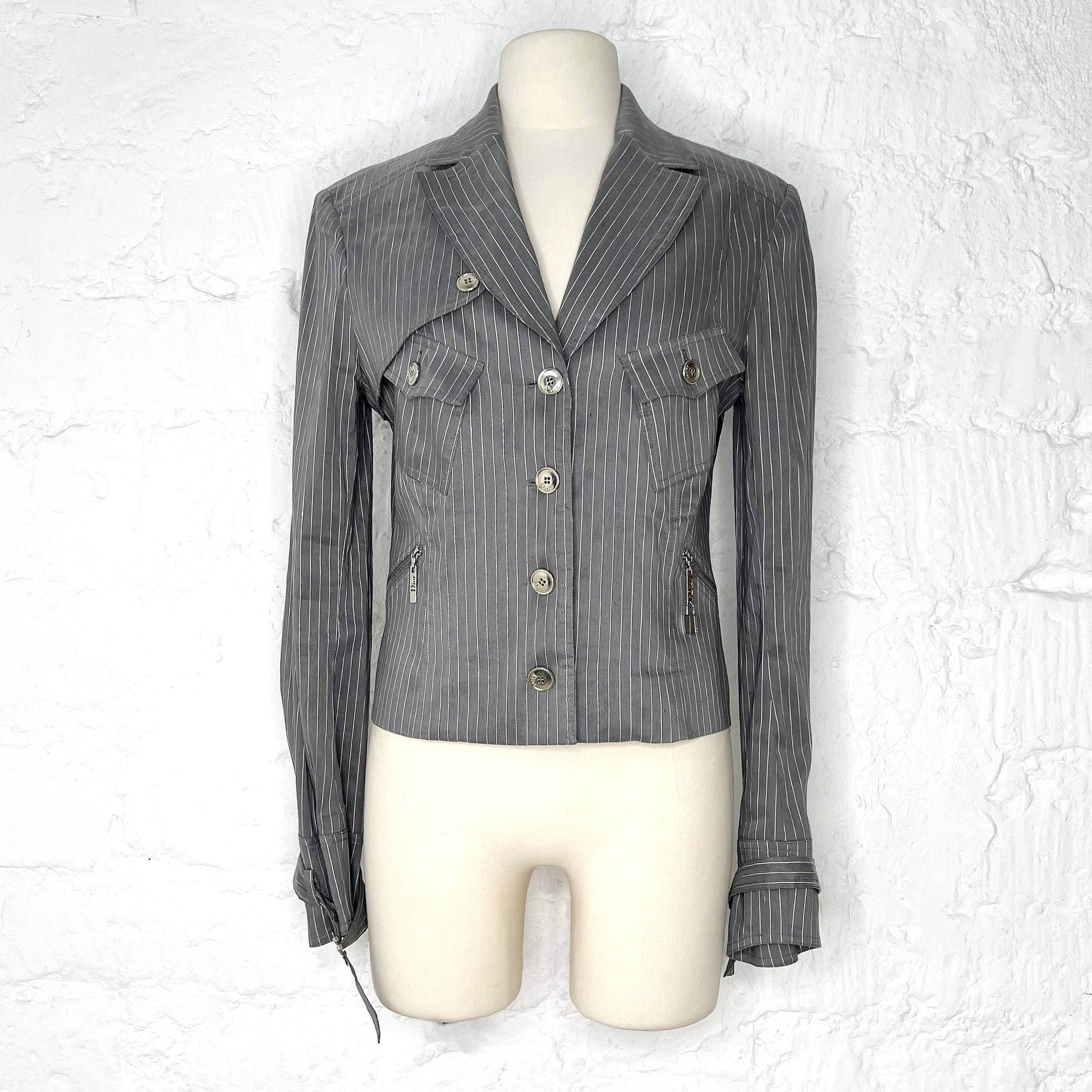 CHRISTIAN DIOR CHRISTIAN DIOR - Dior Light Grey Stripped Set - ALE PARIS Luxury Vintage