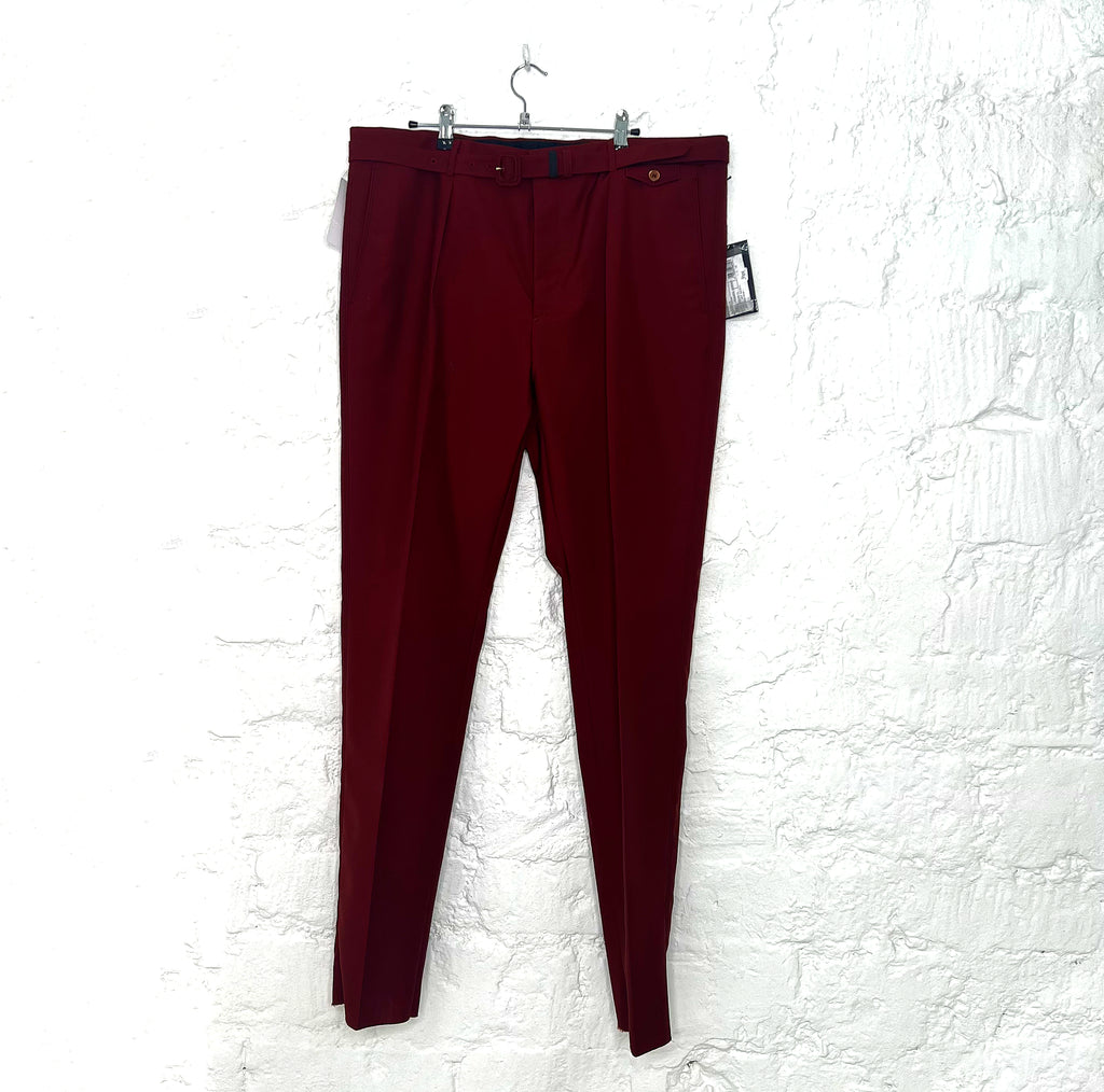 PRADA PRADA - Red Pleat Straight Cut Pants - ALE PARIS Luxury Vintage