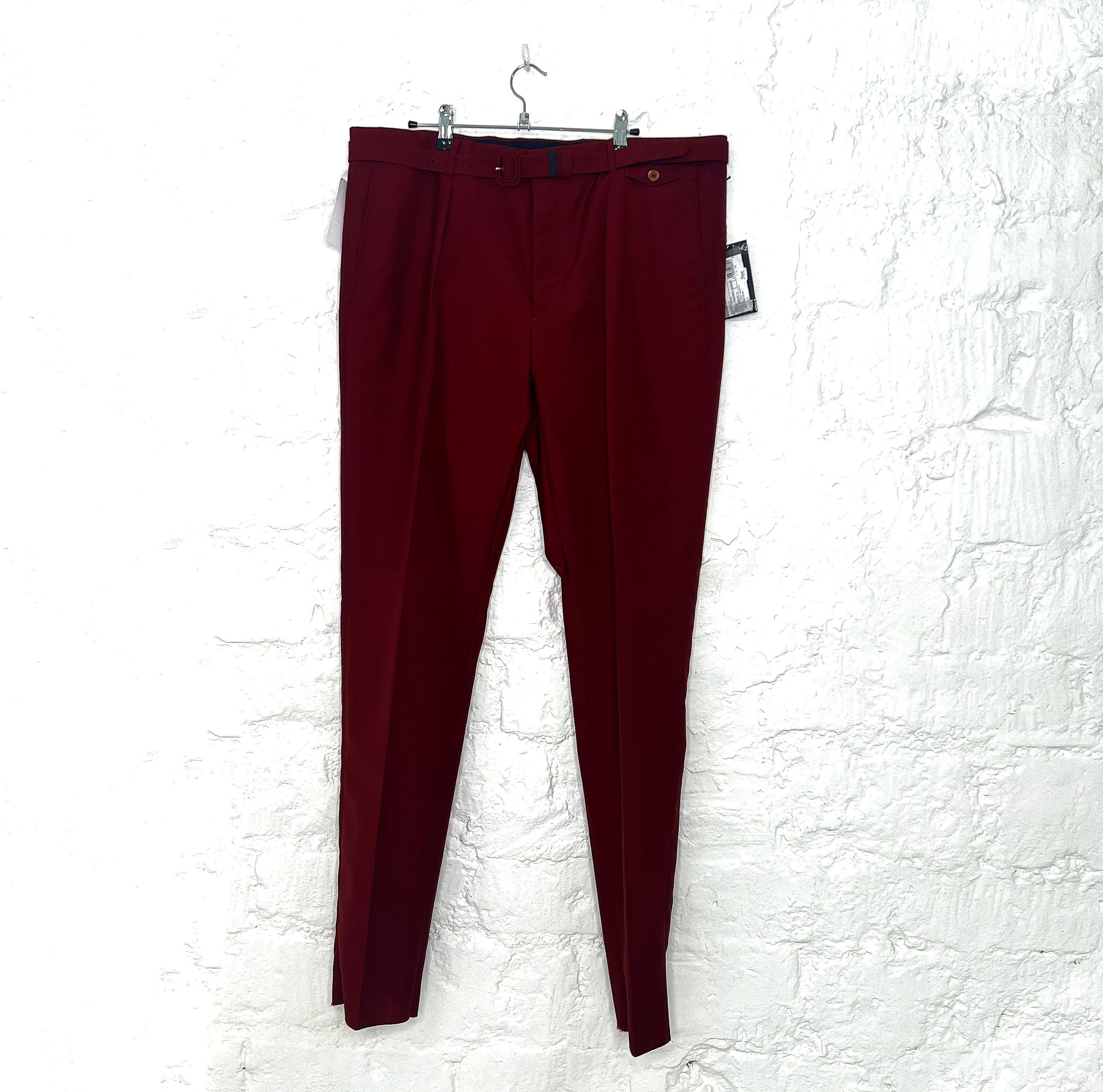 PRADA PRADA - Red Pleat Straight Cut Pants - ALE PARIS Luxury Vintage