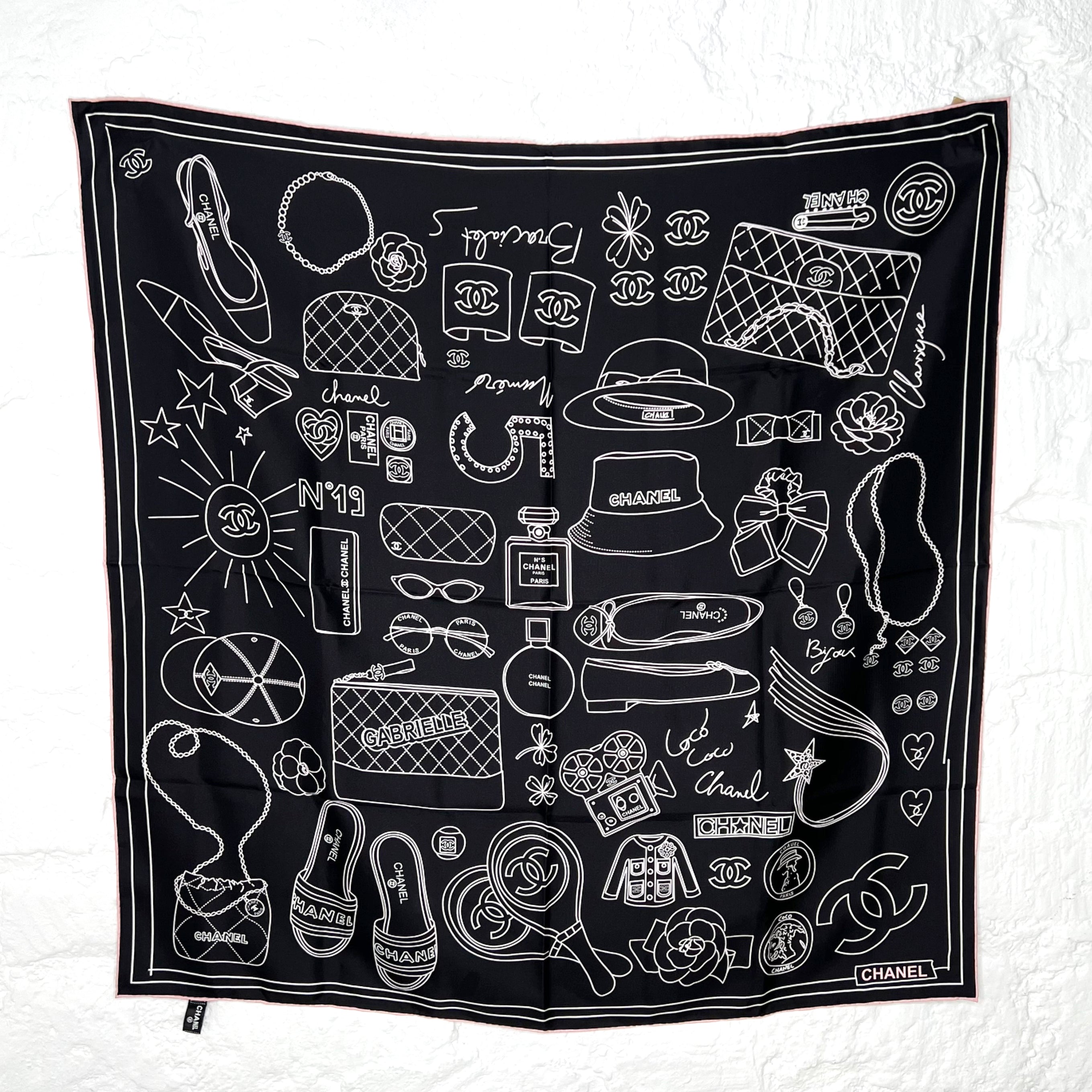 CHANEL CHANEL - Monogram Logo And Clothings / Accessories Details Square Scarf - ALE PARIS Luxury Vintage