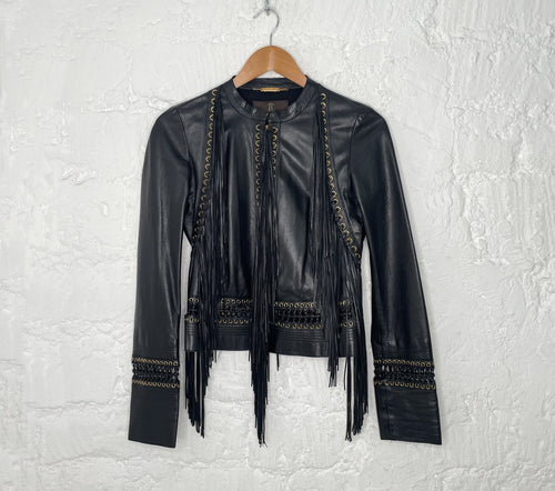 CAVALLI CAVALLI - Fringes Leather Jacket - ALE PARIS Luxury Vintage