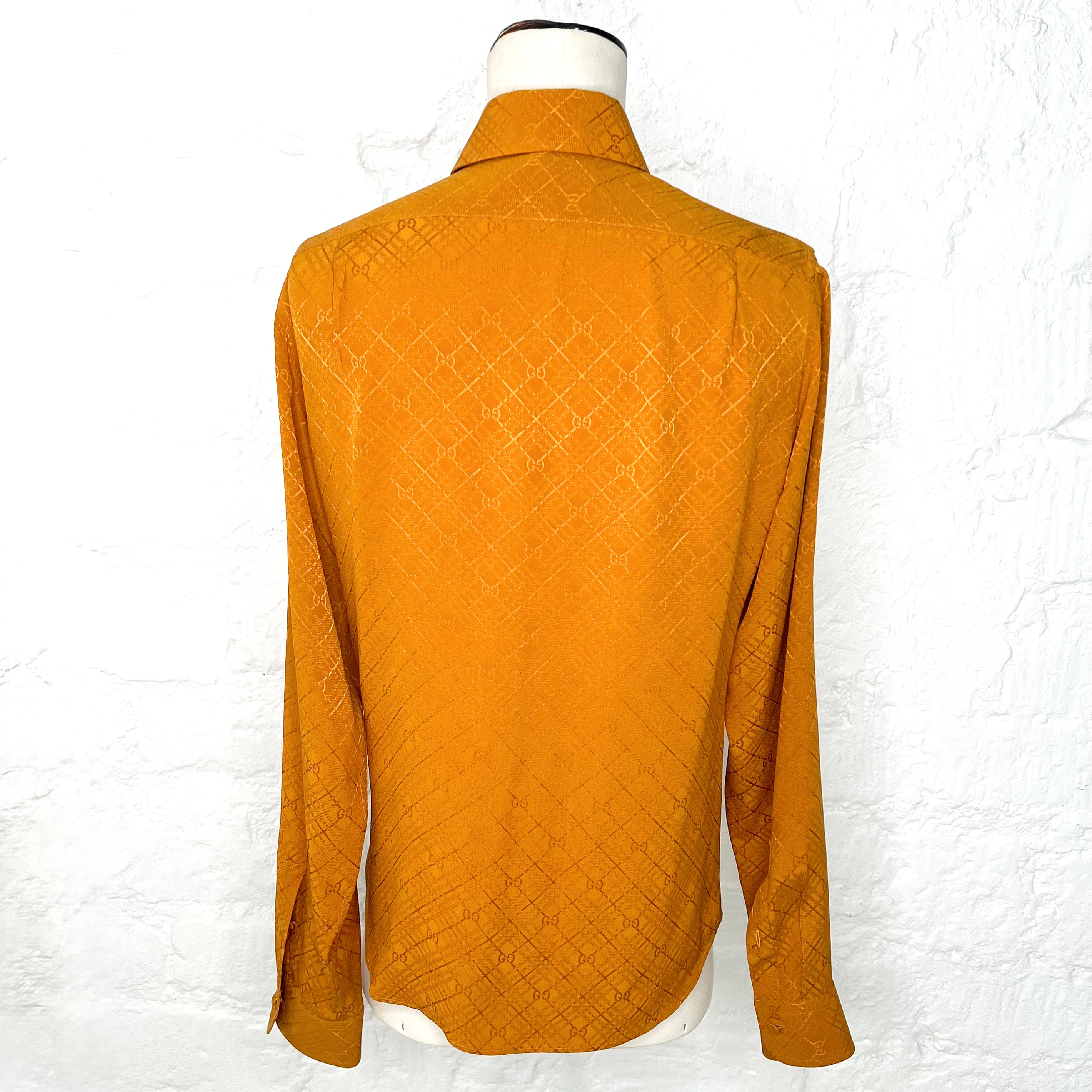GUCCI GUCCI - Orange Jacquard Silk Monogram Gg Shirt - ALE PARIS Luxury Vintage