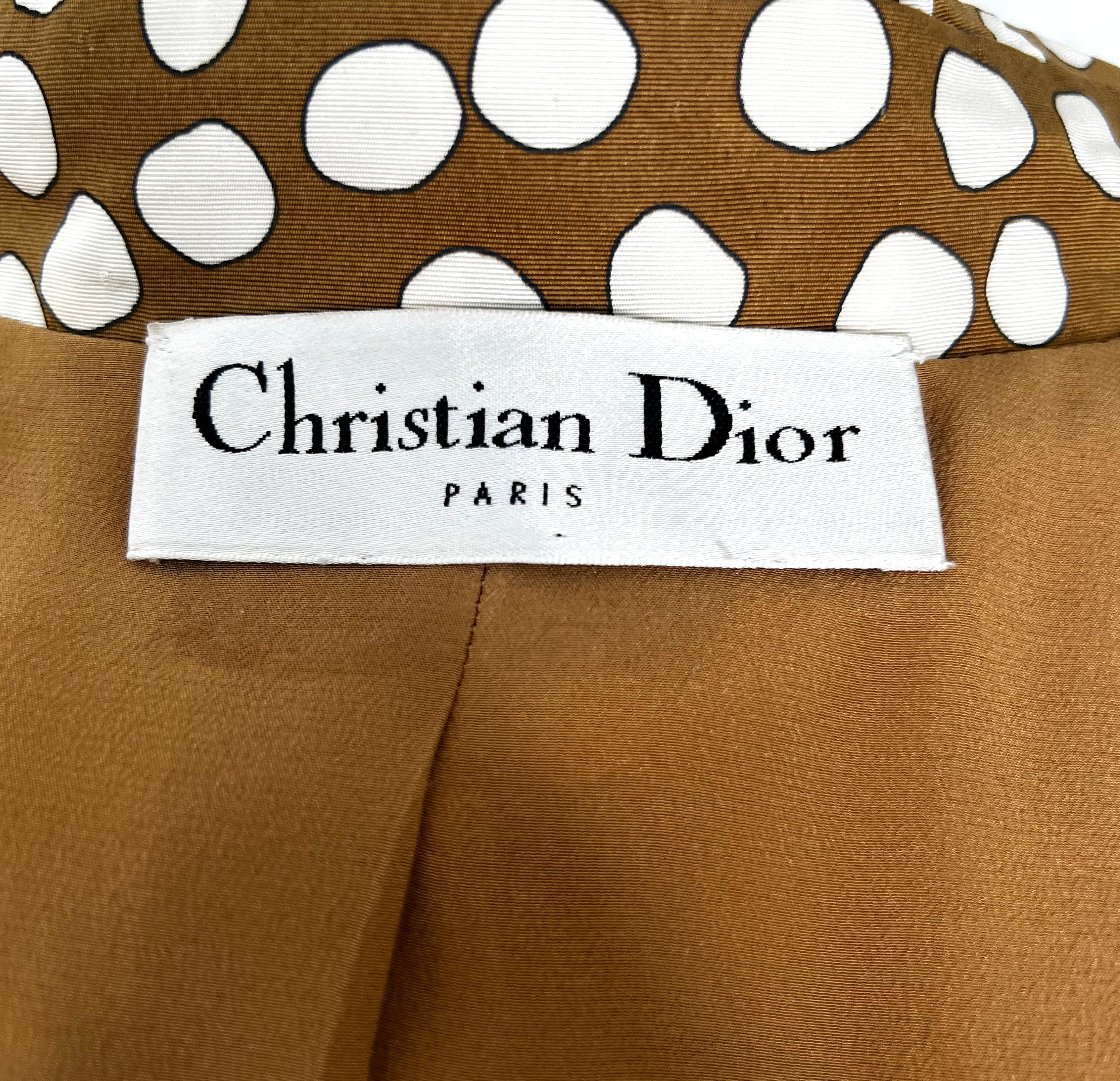 CHRISTIAN DIOR CHRISTIAN DIOR - Polka Dot Brown Fitted Cropped Jacket - ALE PARIS Luxury Vintage