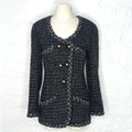 CHANEL CHANEL - Grey Tweed Gold Button Jacket - ALE PARIS Luxury Vintage