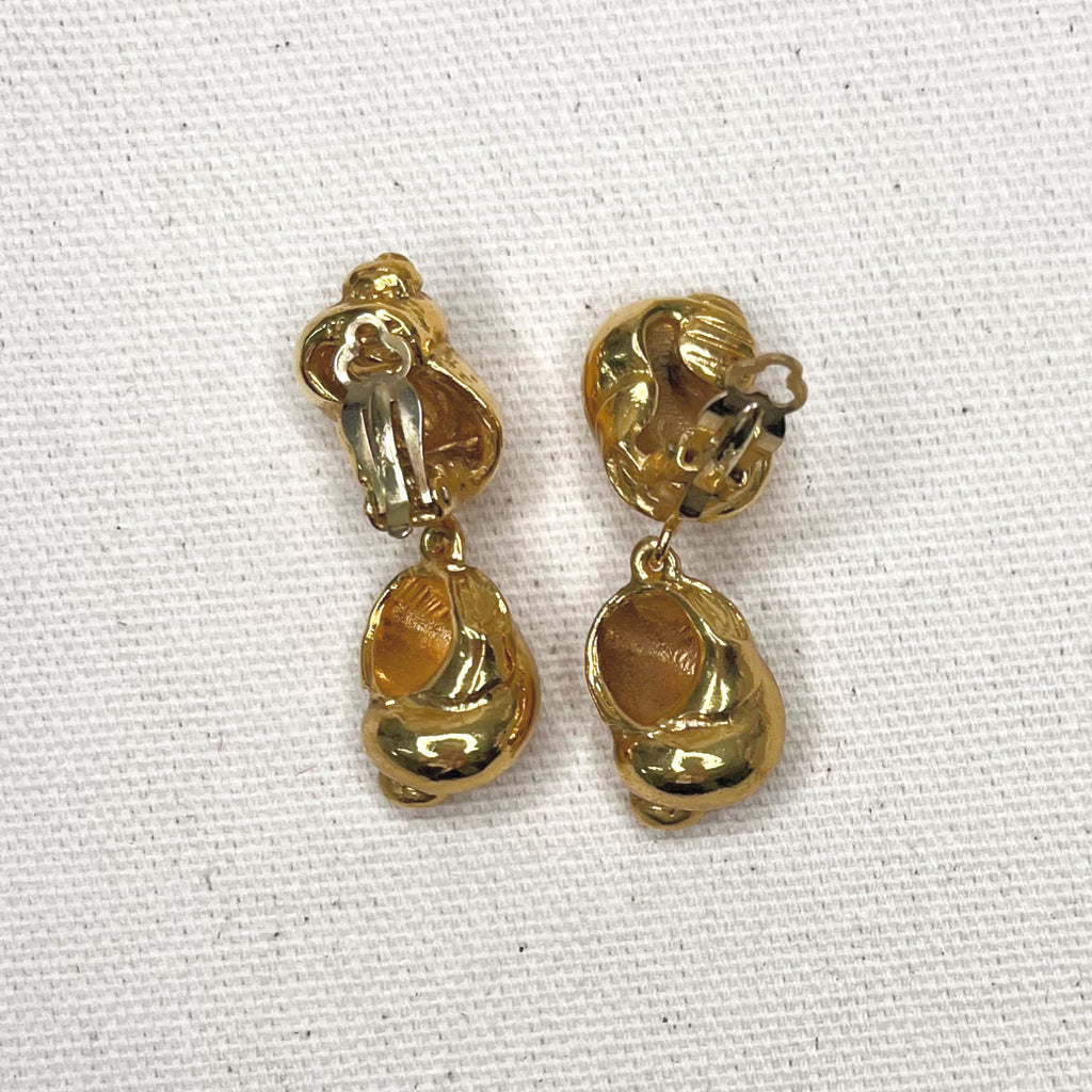 YVES SAINT LAURENT YVES SAINT LAURENT - Shell Pendant Clip Earrings - ALE PARIS Luxury Vintage