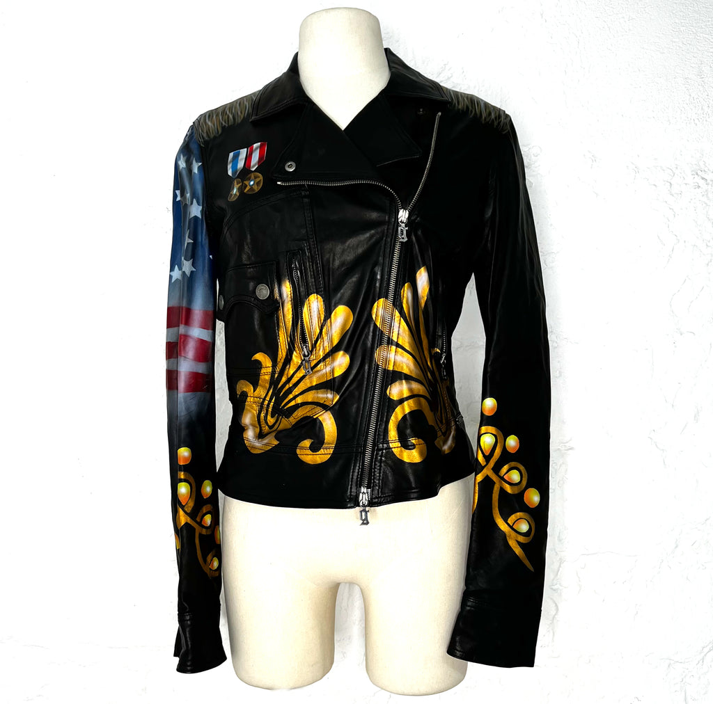GALLIANO GALLIANO - Circus Biker Printed Leather Jacket - ALE PARIS Luxury Vintage