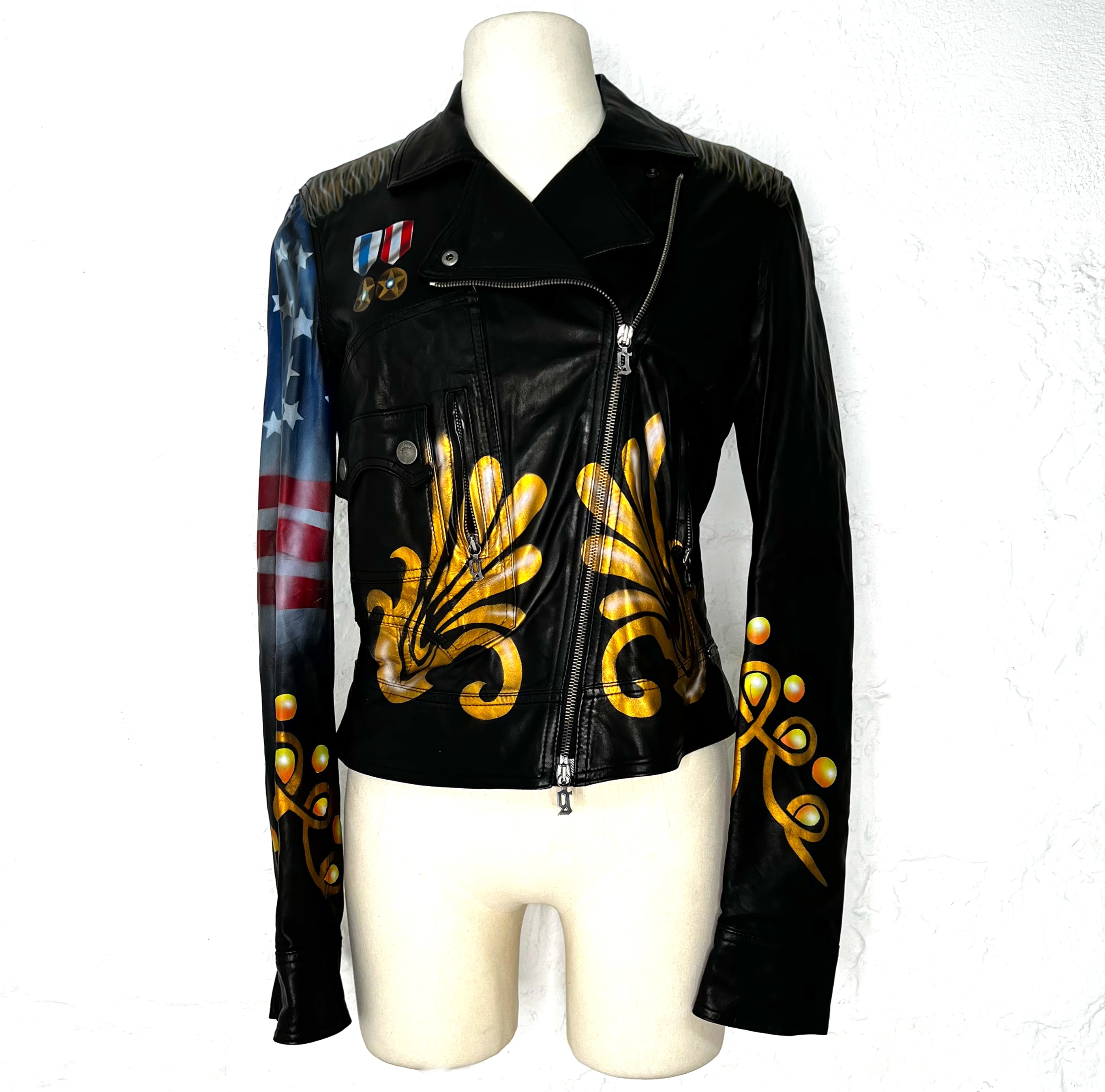 GALLIANO GALLIANO - Circus Biker Printed Leather Jacket - ALE PARIS Luxury Vintage