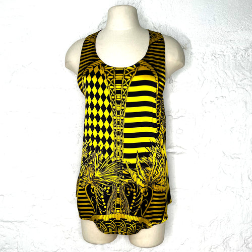 BALMAIN BALMAIN - Black And Yellow Printed Tank Top - ALE PARIS Luxury Vintage