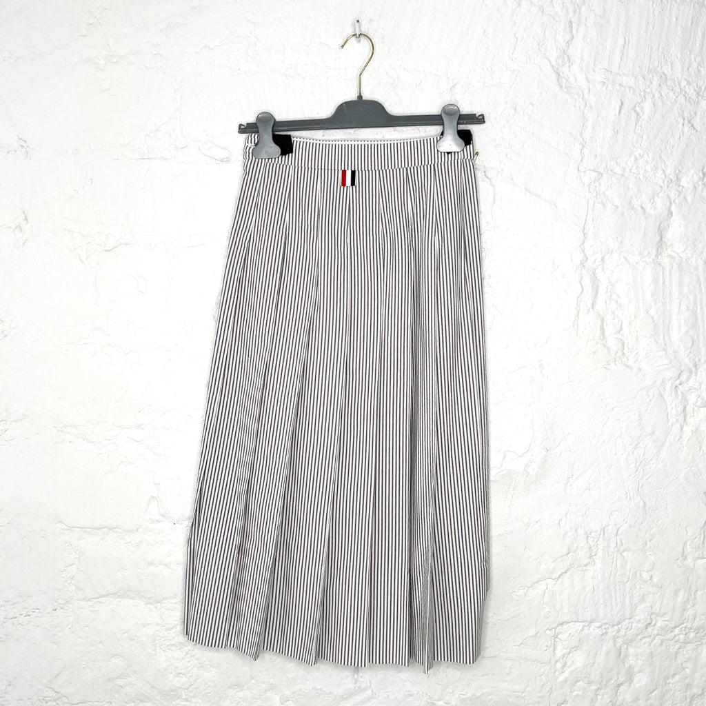 THOM BROWNE THOM BROWNE -  Seersucker Midi Pleated Skirt - ALE PARIS Luxury Vintage