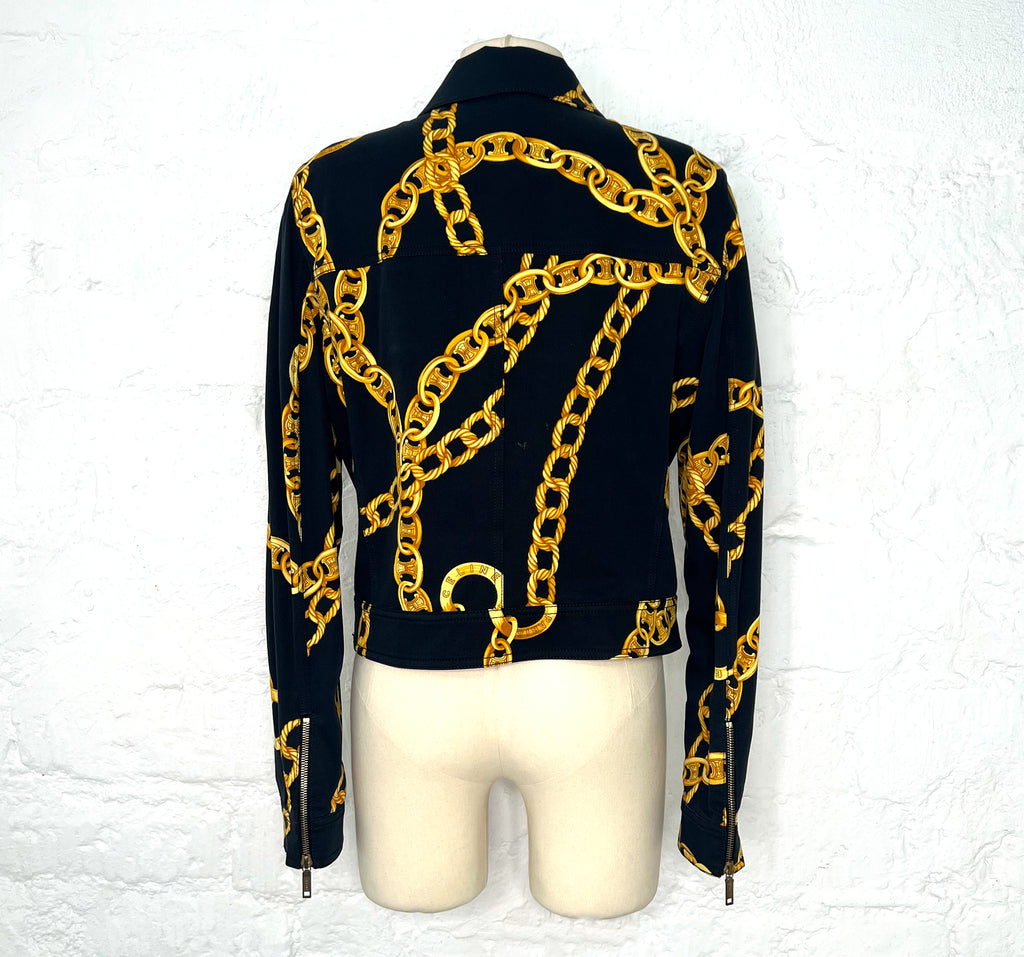 CÉLINE CELINE - Black And Gold Printed Jacket - ALE PARIS Luxury Vintage