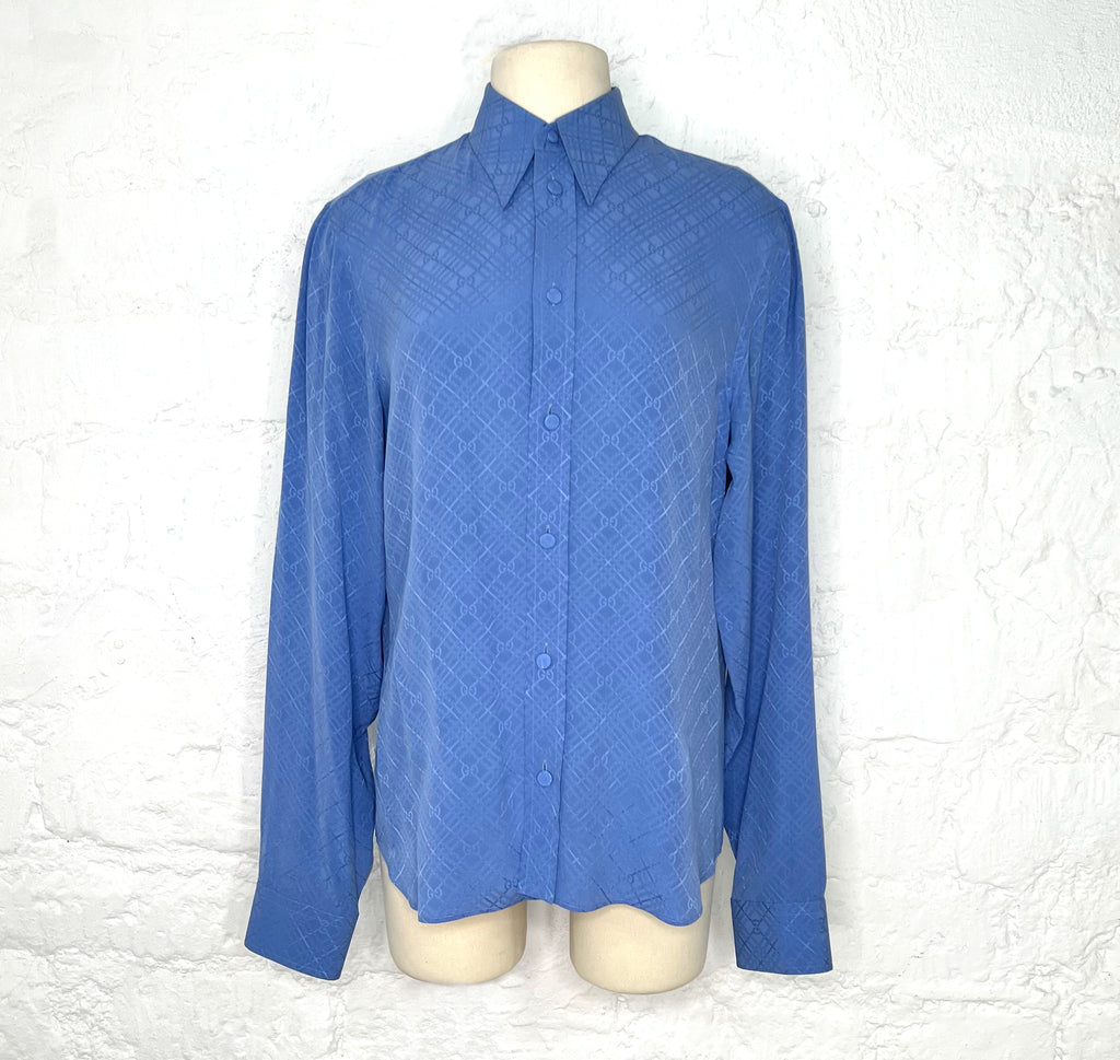 GUCCI GUCCI - Blue Checked Silk Shirt - ALE PARIS Luxury Vintage