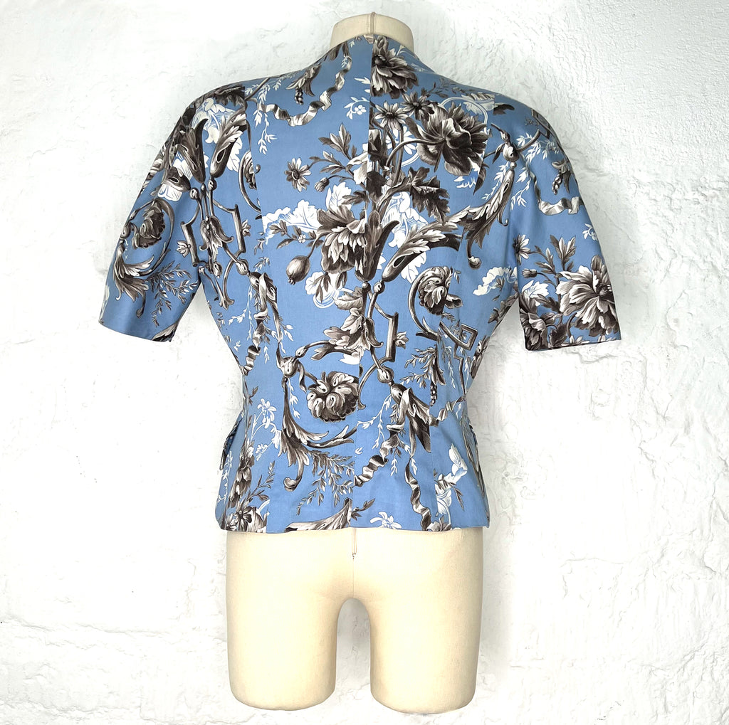 CHRISTIAN DIOR CHRISTIAN DIOR - Blue Printed Short Jacket - ALE PARIS Luxury Vintage