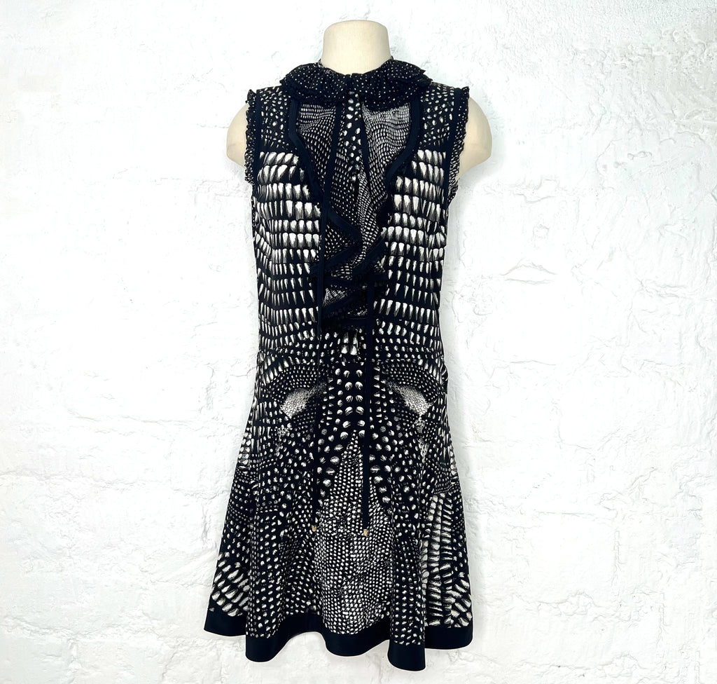 CAVALLI CAVALLI - Fluid Black And White Patterned Dress - ALE PARIS Luxury Vintage