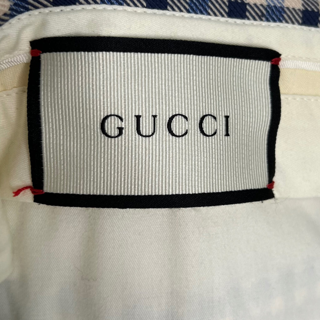 GUCCI - Blue vichy pattern bootcut trousers - ALE PARIS Luxury Vintage