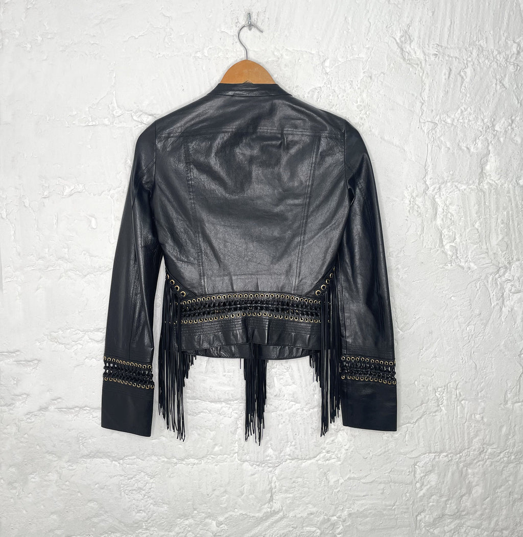 CAVALLI CAVALLI - Fringes Leather Jacket - ALE PARIS Luxury Vintage