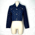 JEAN LOUIS SCHERRER JEAN LOUIS SCHERRER - Blue Cropped Glittered Jacket - ALE PARIS Luxury Vintage
