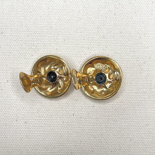 CHLOÉ CHLOE - Black Round Clip Earrings - ALE PARIS Luxury Vintage