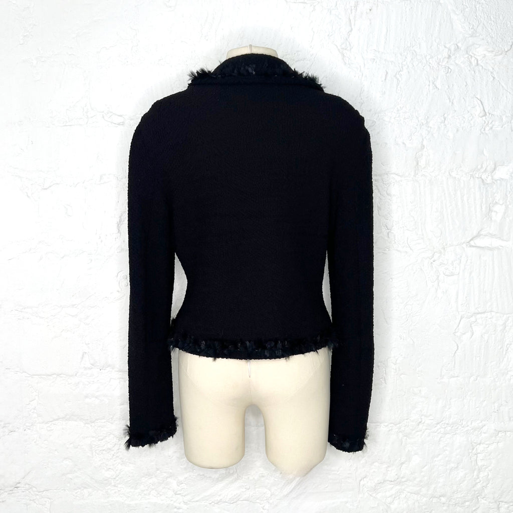 CHRISTIAN DIOR - Black wool frayed extensible jacket - ALE PARIS Luxury Vintage