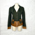 CHRISTIAN DIOR - Blue denim and leather bar jacket