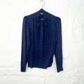 YVES SAINT LAURENT - Navy blue shirt with knotted collar