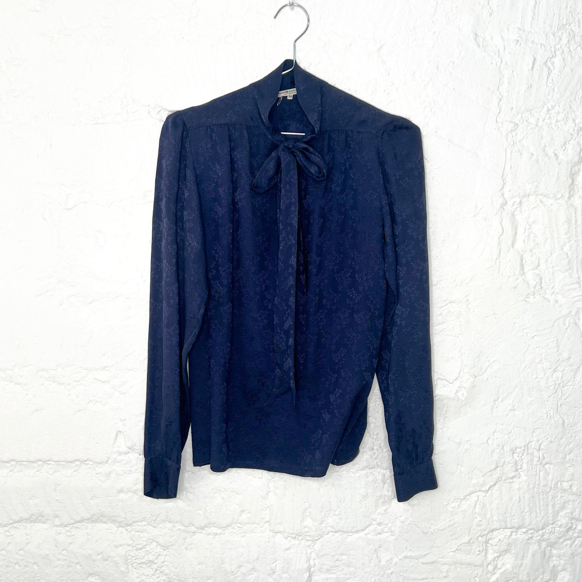 YVES SAINT LAURENT - Navy blue shirt with knotted collar