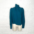 YVES SAINT LAURENT - Blue shirt with pleated high collar