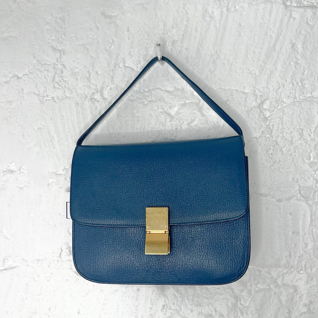 CELINE - Blue leather shoulder bag