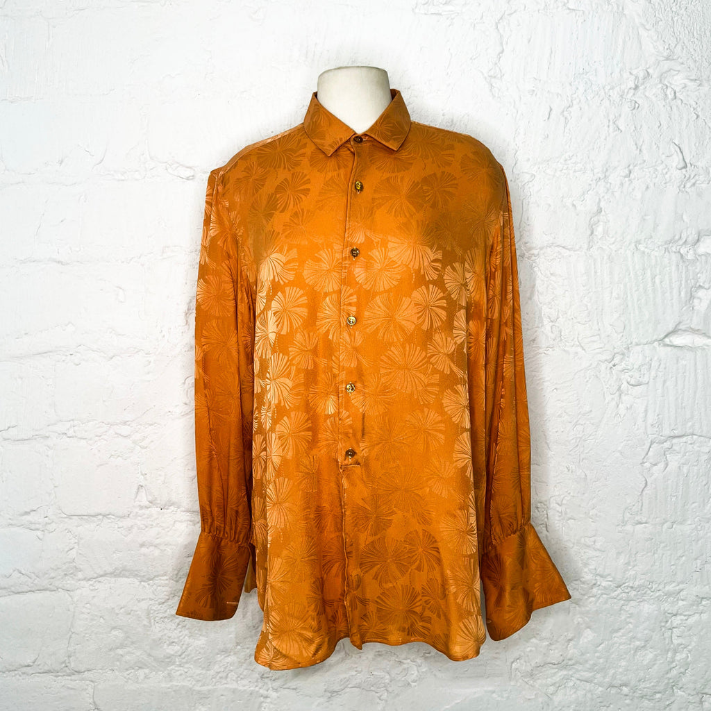YVES SAINT LAURENT - orange shirt with floral pattern