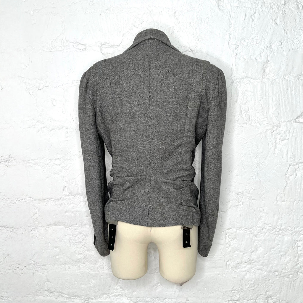 CHRISTIAN DIOR - Grey with leather patches blazer