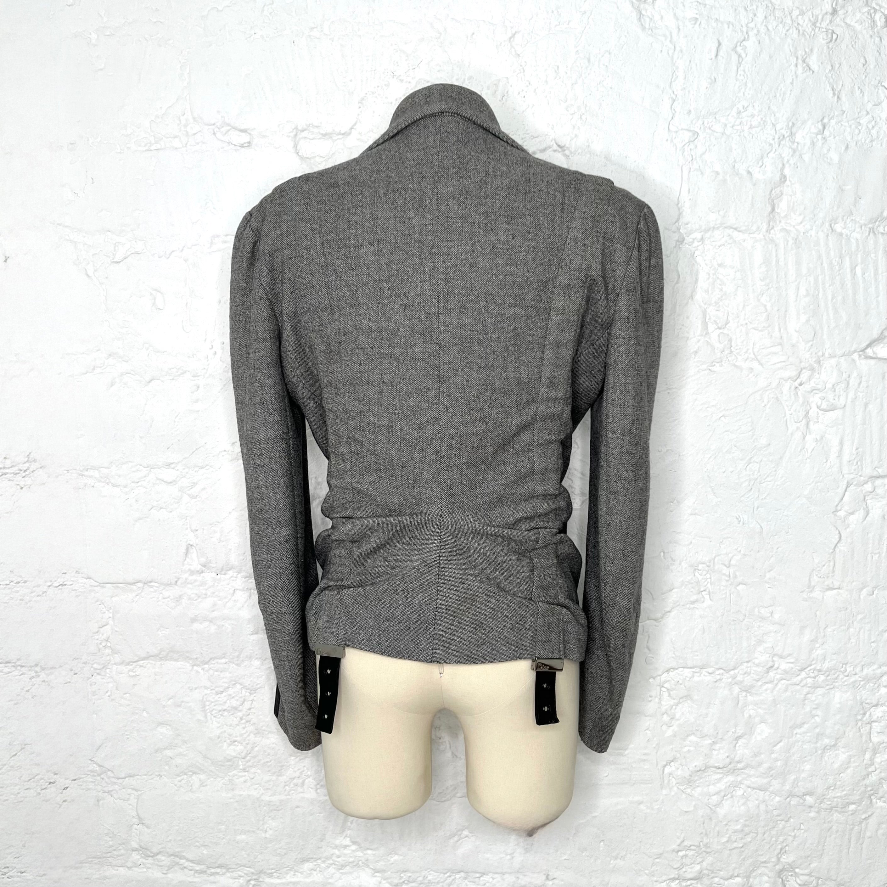 CHRISTIAN DIOR - Grey with leather patches blazer