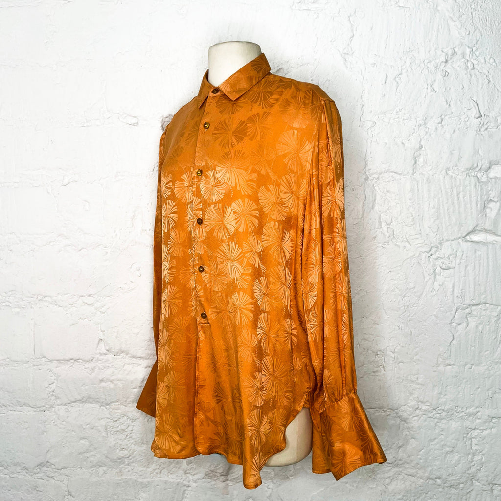 YVES SAINT LAURENT - orange shirt with floral pattern