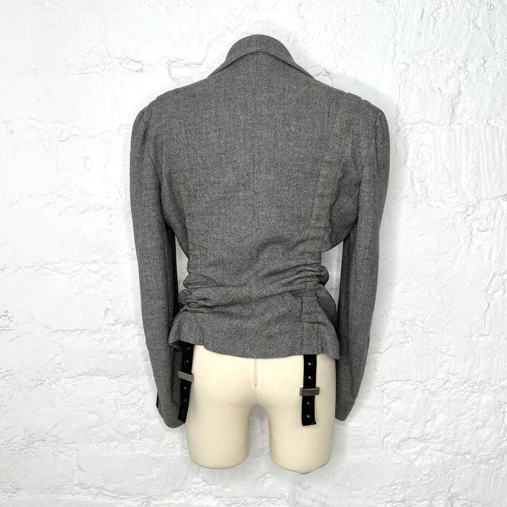 CHRISTIAN DIOR - Grey with leather patches blazer