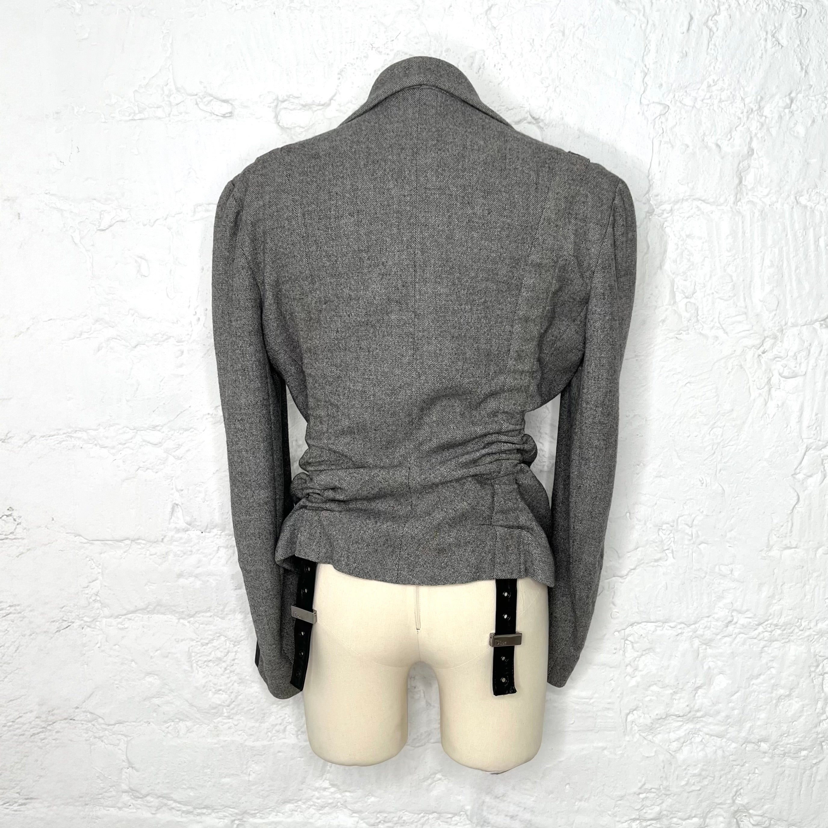 CHRISTIAN DIOR - Grey with leather patches blazer