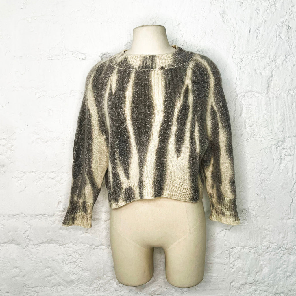YVES SAINT LAURENT - Grey white round neck sweater