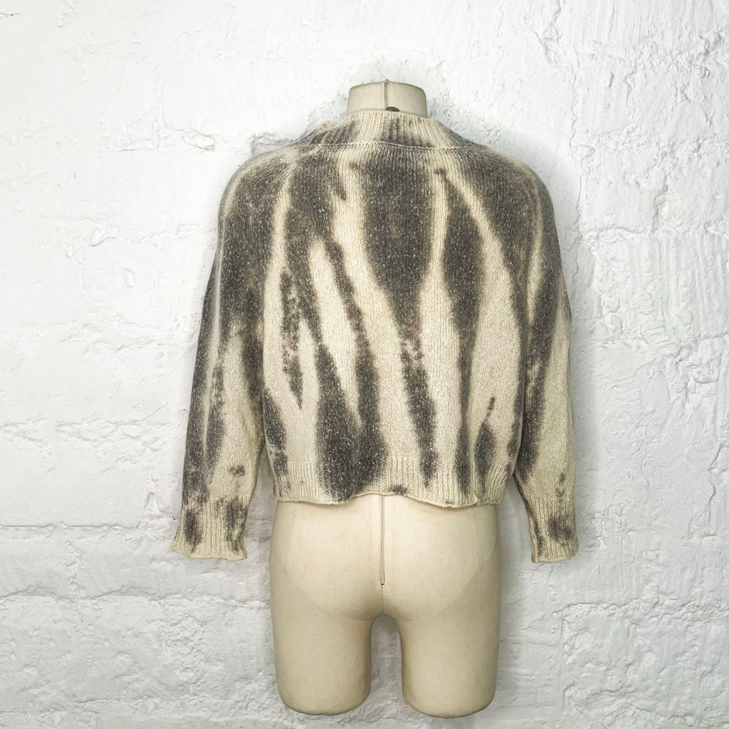 YVES SAINT LAURENT - Grey white round neck sweater