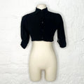 YVES SAINT LAURENT - Black cropped shirt with high collar