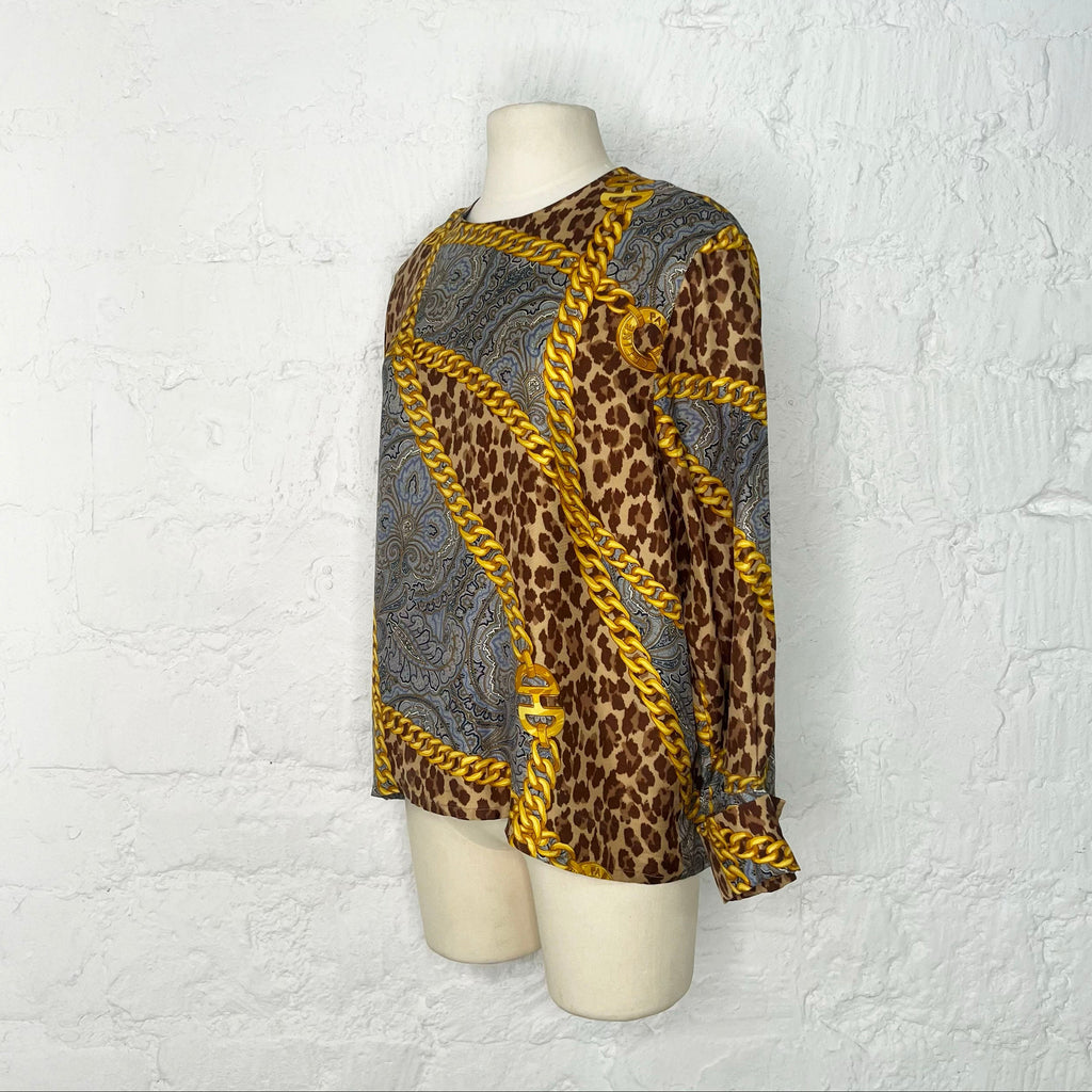 CÉLINE - léopard pattern top with golden chains