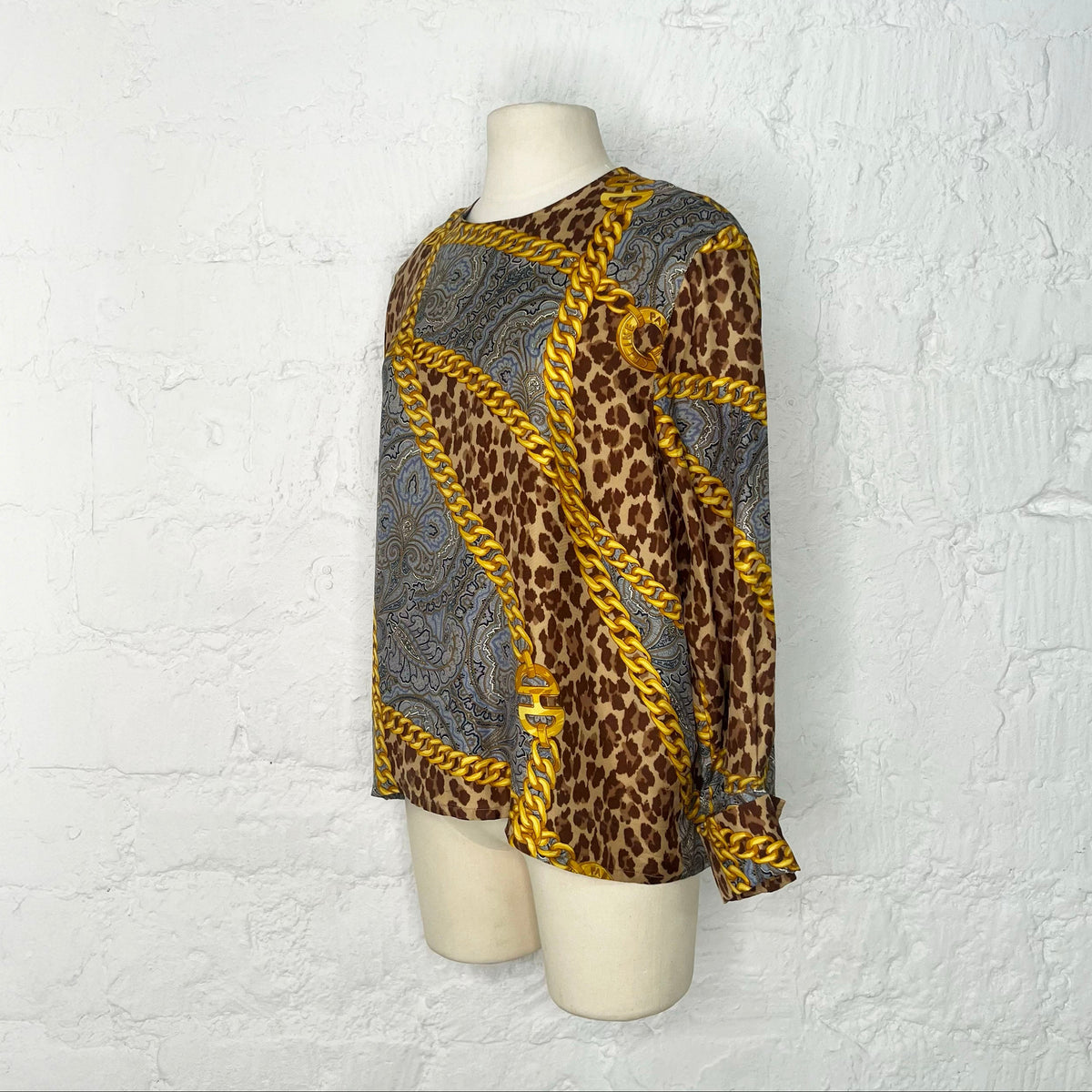 CÉLINE - léopard pattern top with golden chains