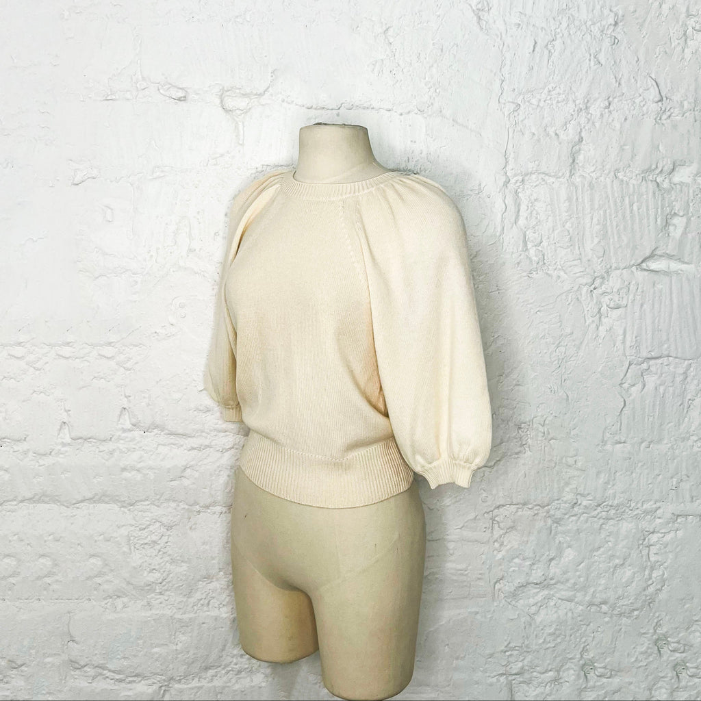 CHRISTIAN DIOR - Cream white sweater with puff sleeves