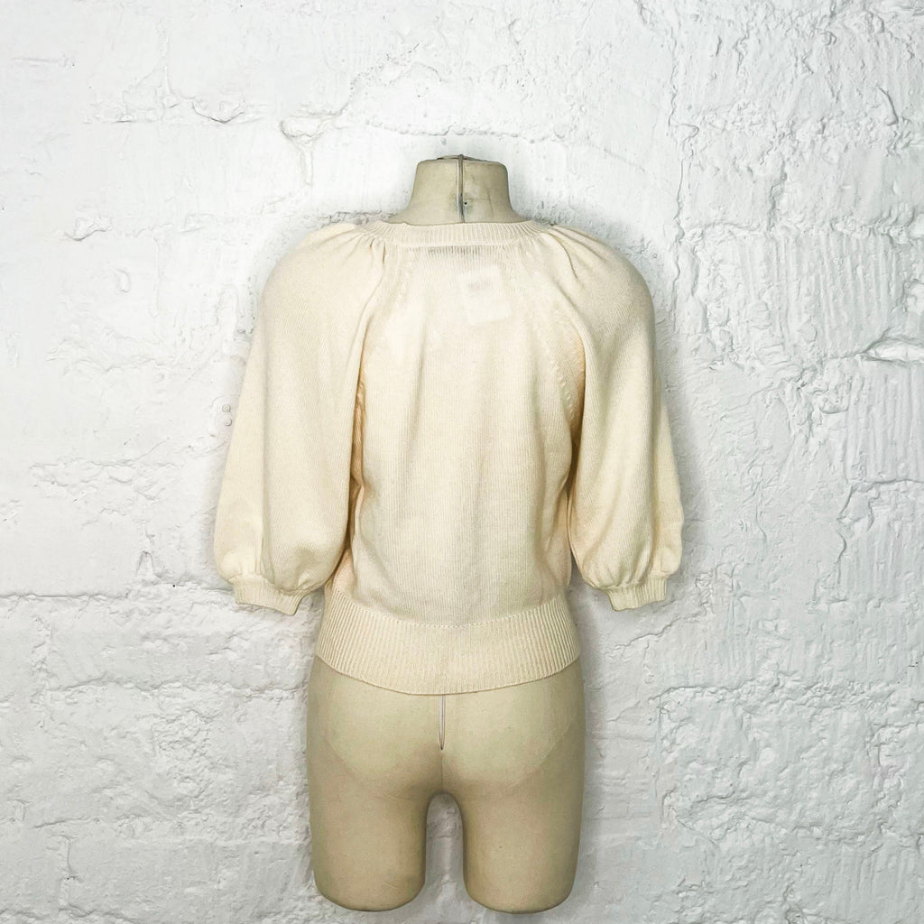CHRISTIAN DIOR - Cream white sweater with puff sleeves