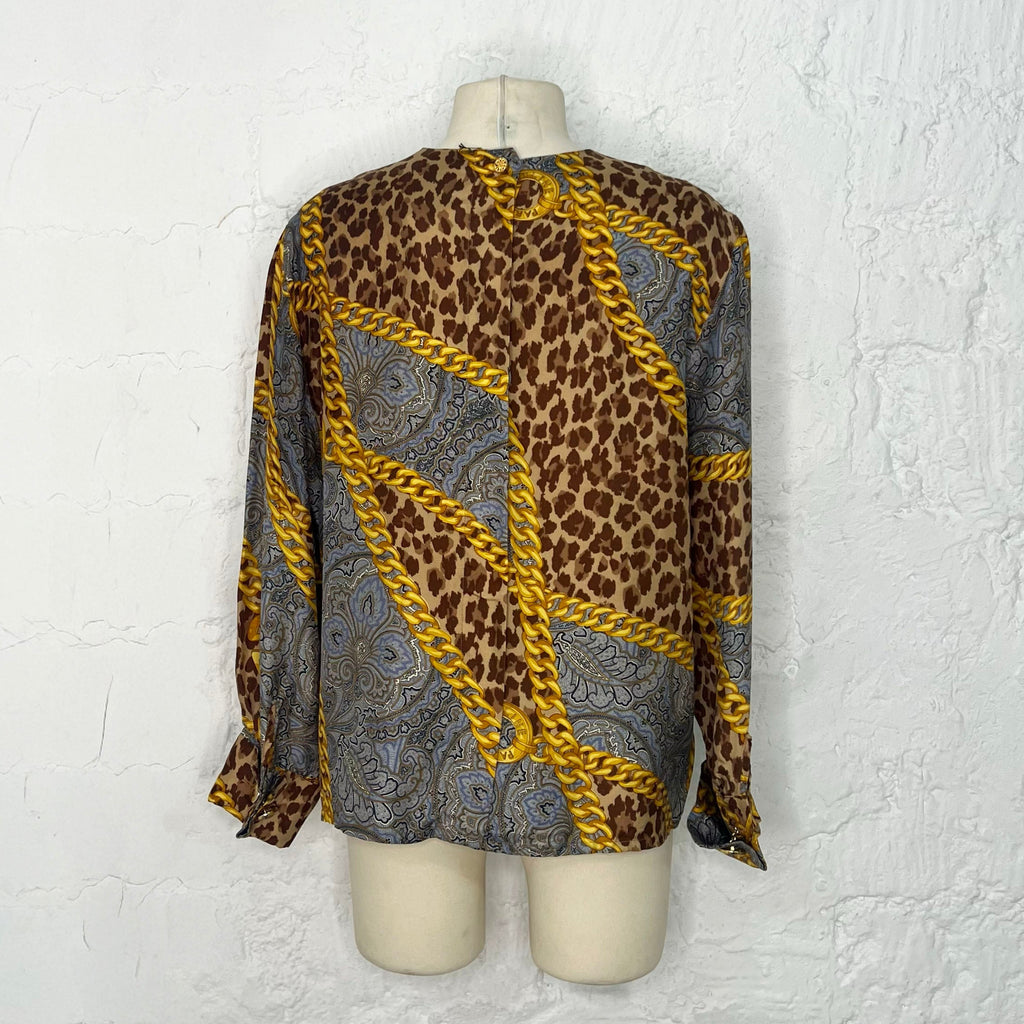 CÉLINE - léopard pattern top with golden chains