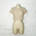 CHRISTIAN DIOR - Ecru crochet crop knit t-shirt