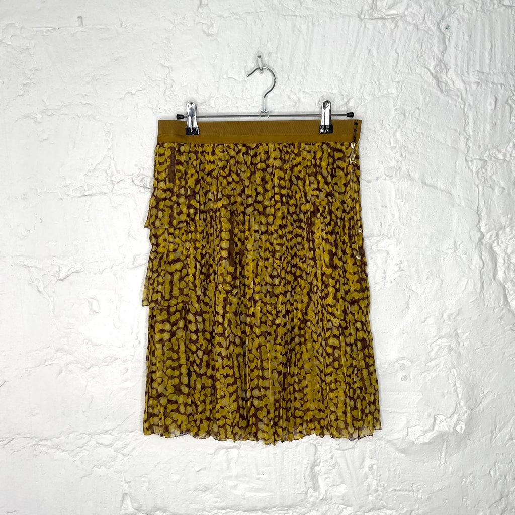 LOUIS VUITTON - Yellow / plum pleated print skirt