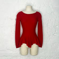 ALEXANDER MCQUEEN - Red Wool Flared Hem Long Sleeve Top