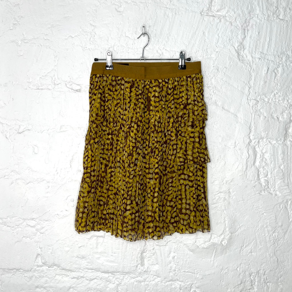 LOUIS VUITTON - Yellow / plum pleated print skirt