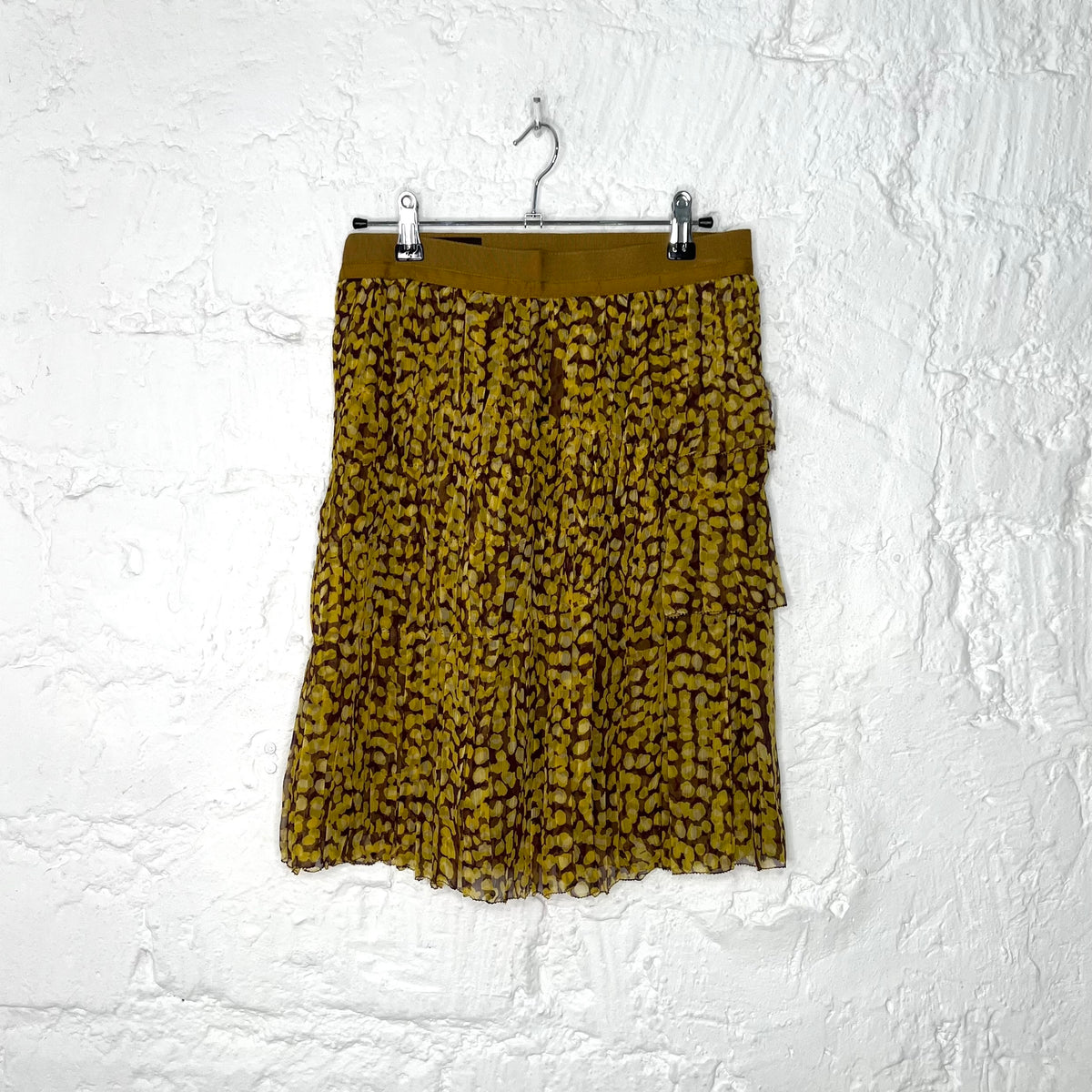 LOUIS VUITTON - Yellow / plum pleated print skirt