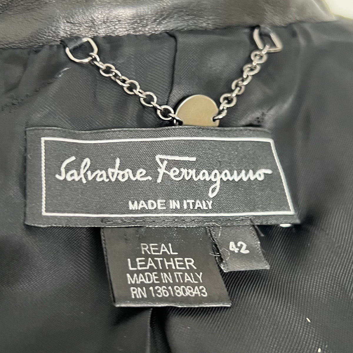 FERRAGAMMO - Black leather blazer jacket